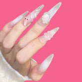 Luxury Pink Snake & Crystal Press-On Nails