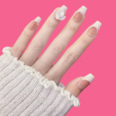 Elegant White Carved French Press-On Nails