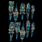 Glamorous Blue Crystal Press-On Nails 1.97 inches