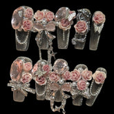 Silver Rose Press-On Nails 1.18 inches