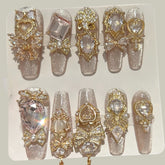 Champagne Crystal Press-On Nails 1.18 inches