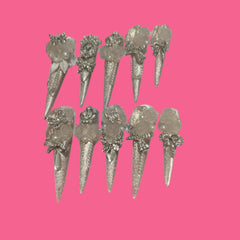 White Rose Stiletto Press-On Nails – 1.97" Glitter with Pearls & Butterflies | NailiPress