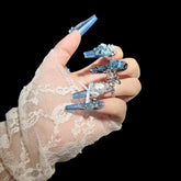 Elegant Blue and Silver Gothic Press-On Nails | NailiPress 1.57-inch