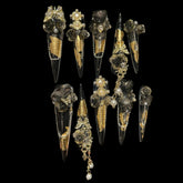Gothic Royalty – Black & Gold Press-On Nails with Roses, Pearls & Chains 1.57-inch