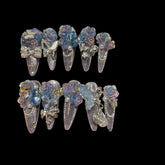 Moon Garden – Iridescent Rose Press-On Nails with Crystals & Celestial Charms