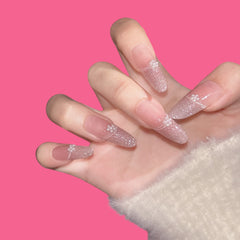 Elegant Pink Ombre Glitter Press-On Nails