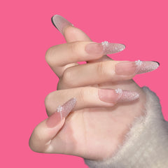 Elegant Pink Ombre Glitter Press-On Nails