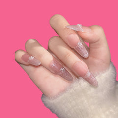 Elegant Pink Ombre Glitter Press-On Nails