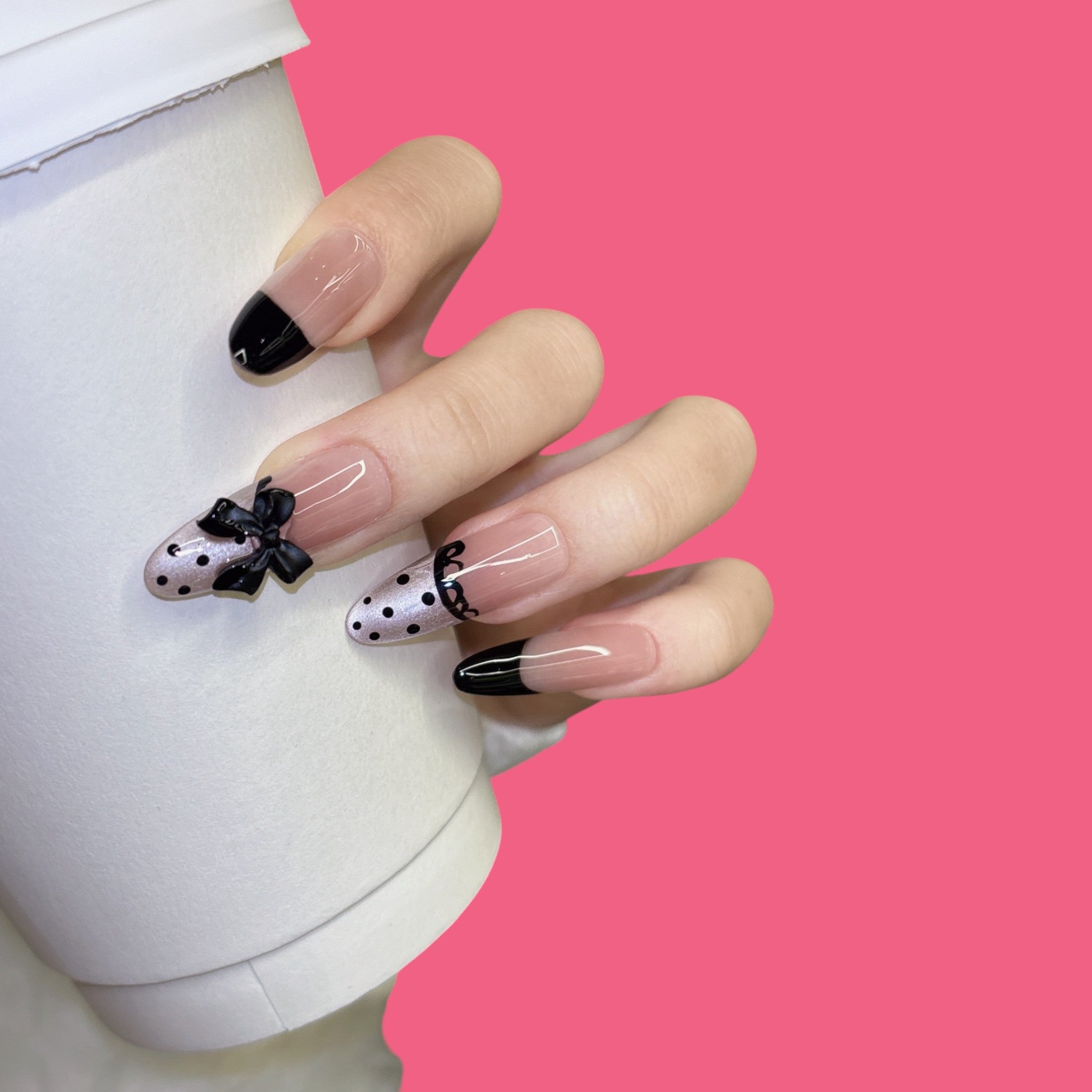 Chic Black Bow Press-On Nails