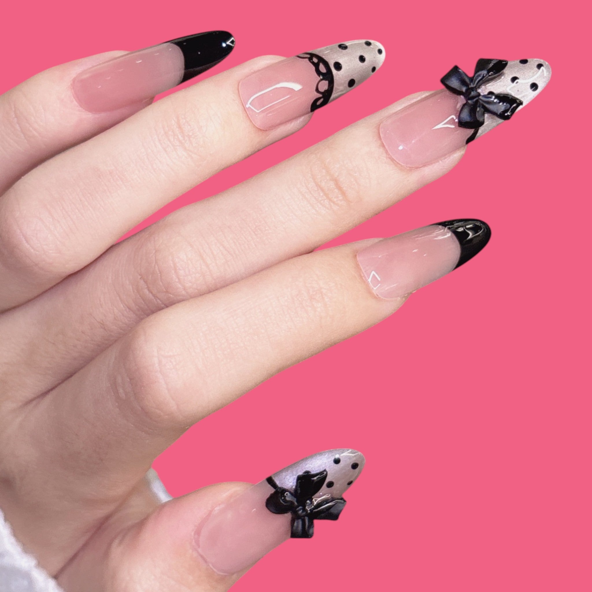 Chic Black Bow Press-On Nails