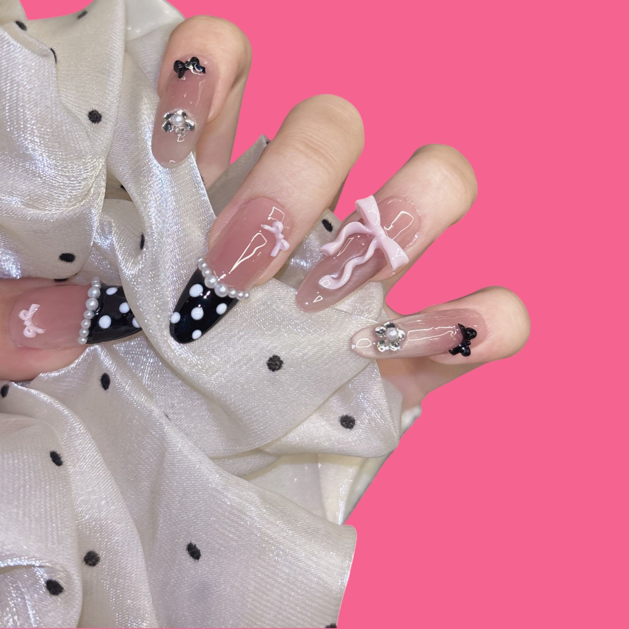 Playful Pearl & Bow Press-On Nails