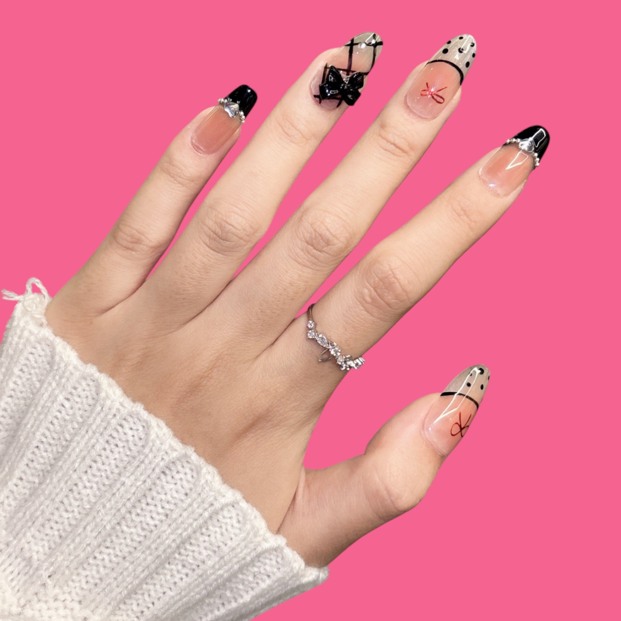 Gothic Chic Bow Press-On Nails