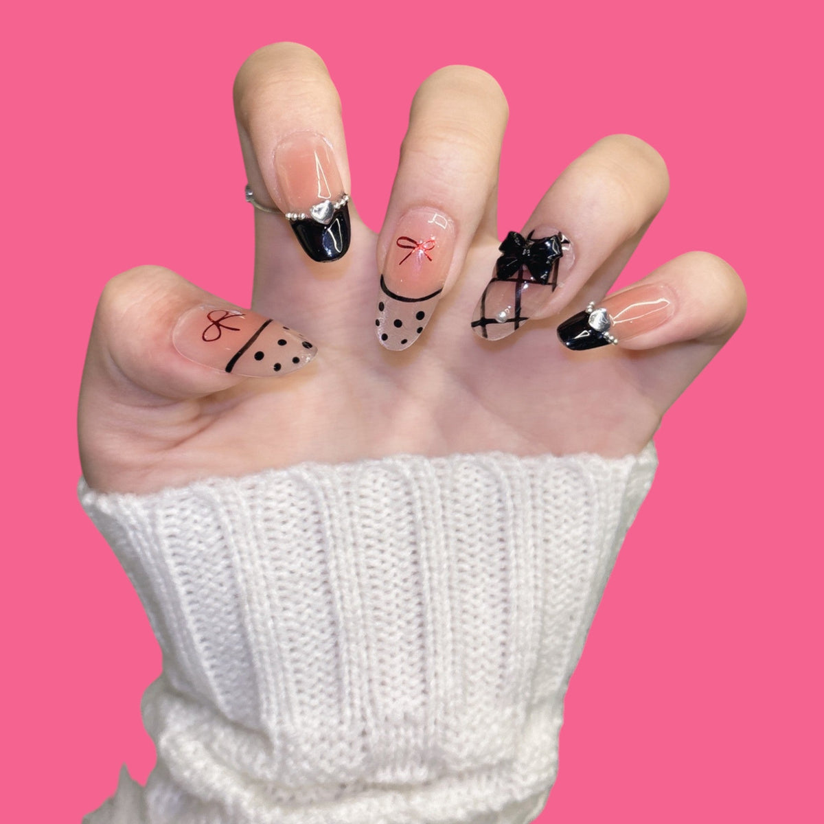 Gothic Chic Bow Press-On Nails