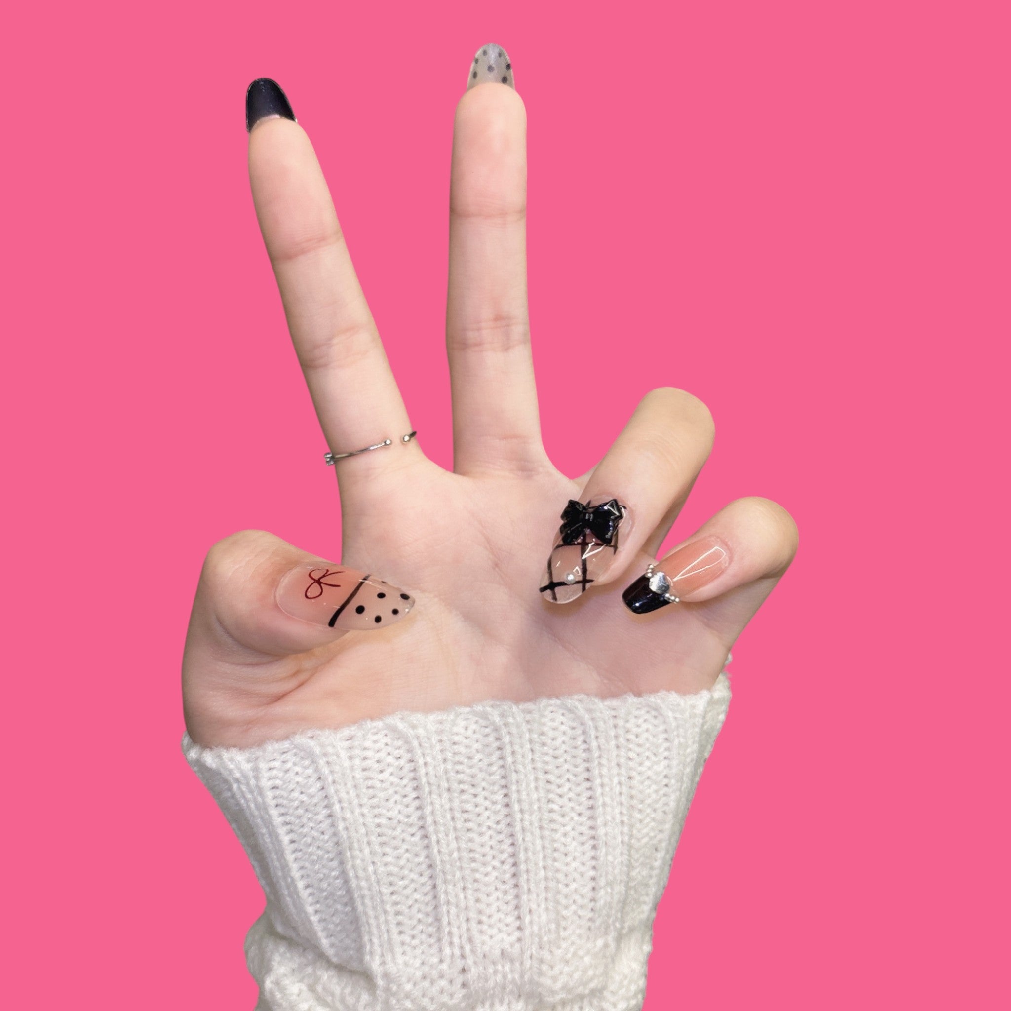 Gothic Chic Bow Press-On Nails