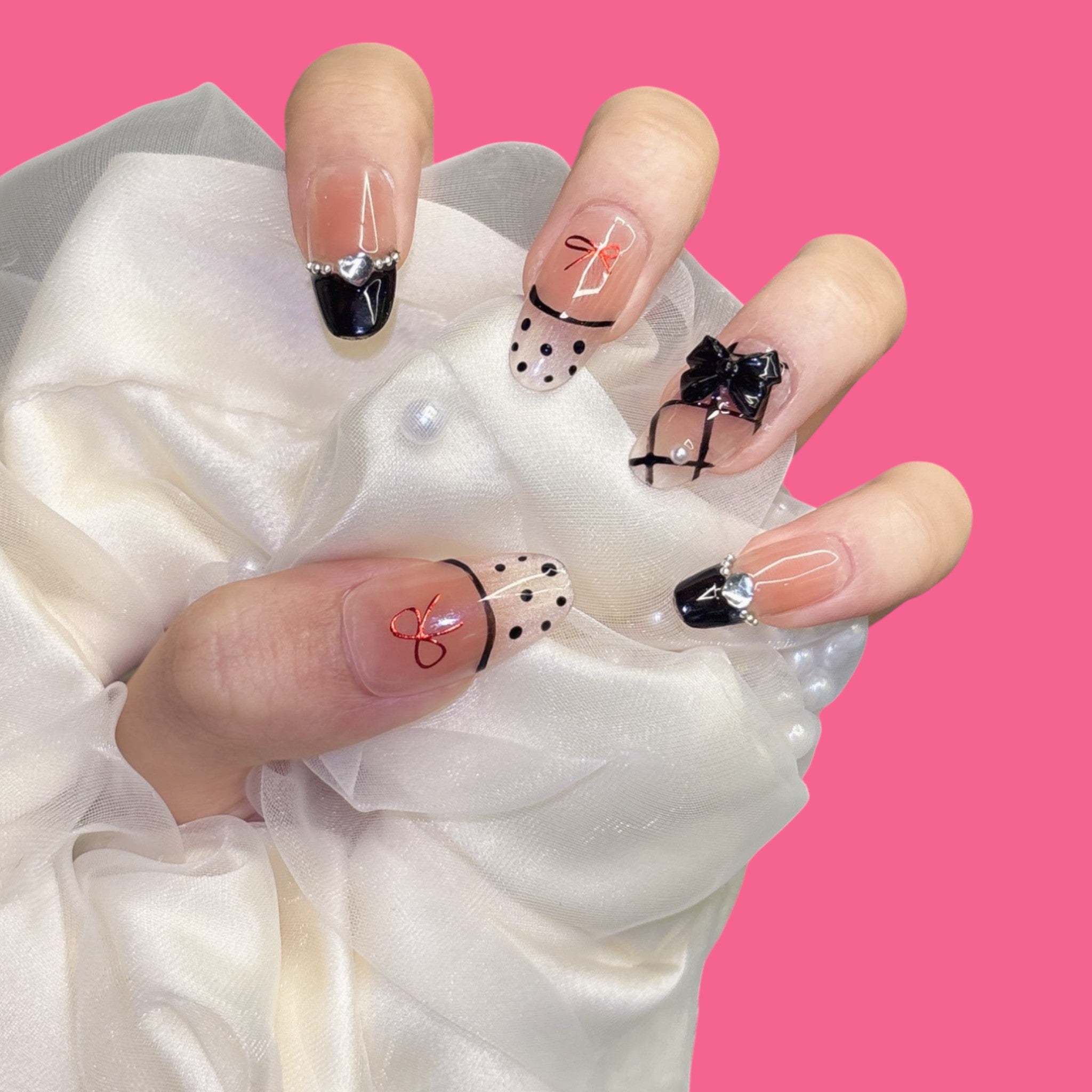 Gothic Chic Bow Press-On Nails