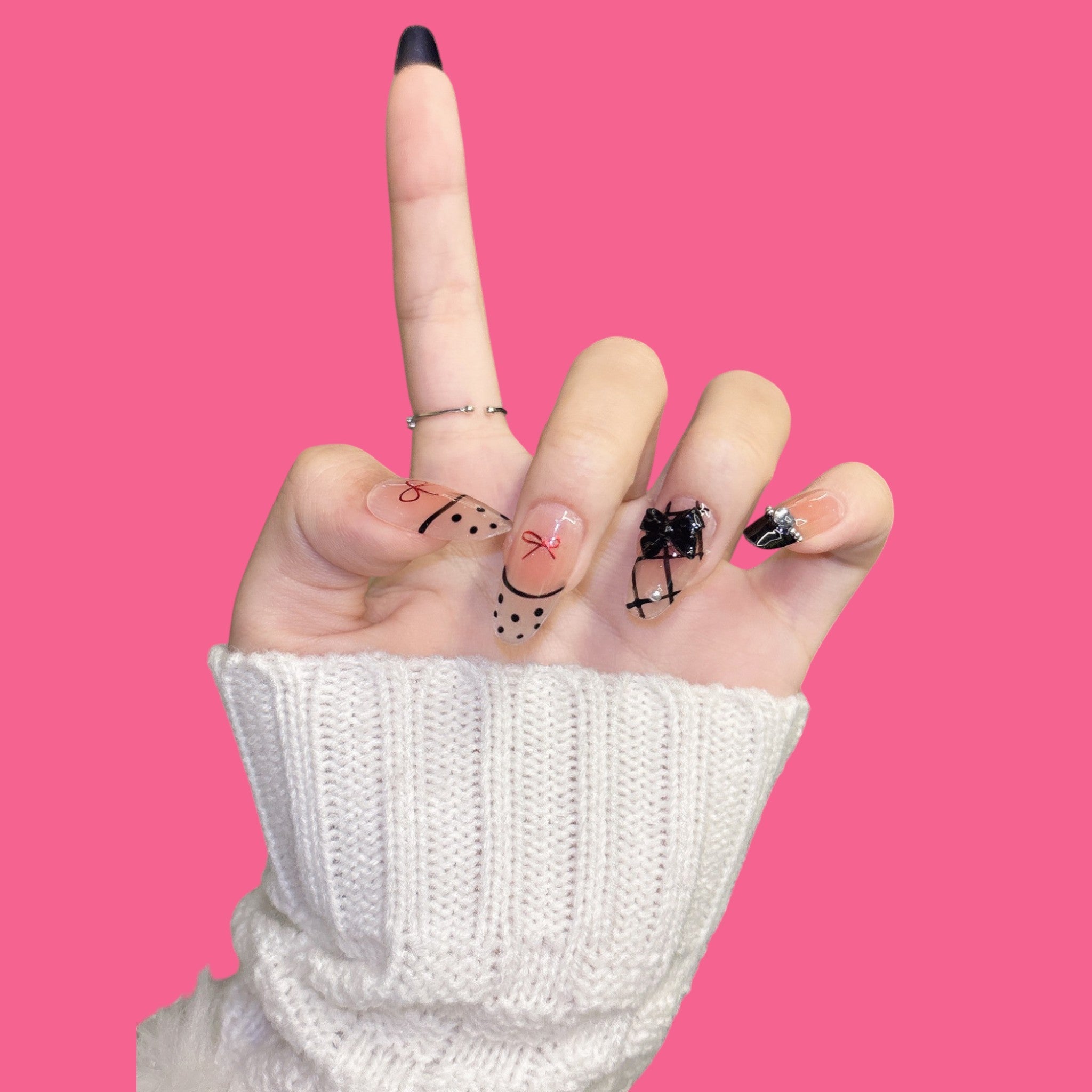 Gothic Chic Bow Press-On Nails