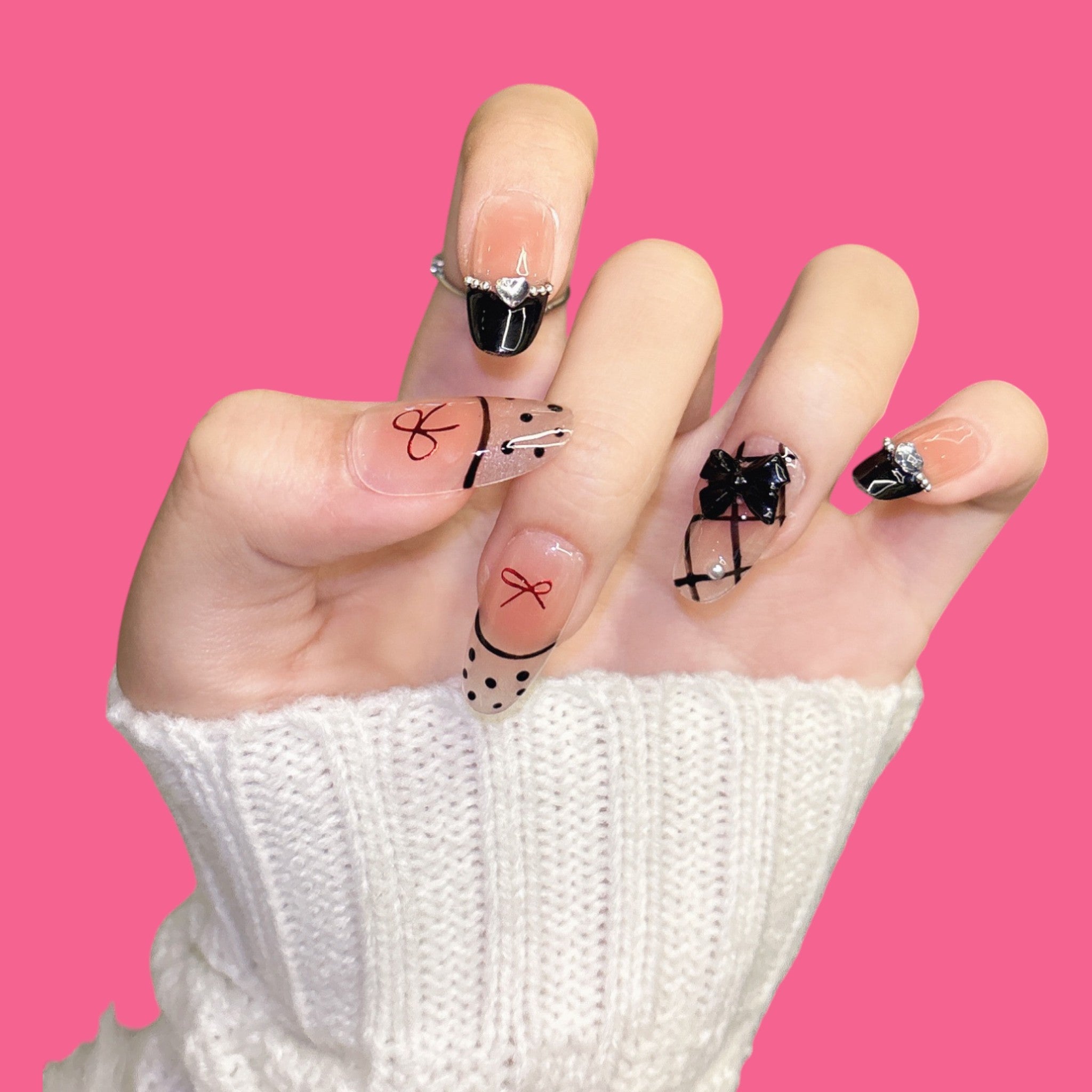 Gothic Chic Bow Press-On Nails