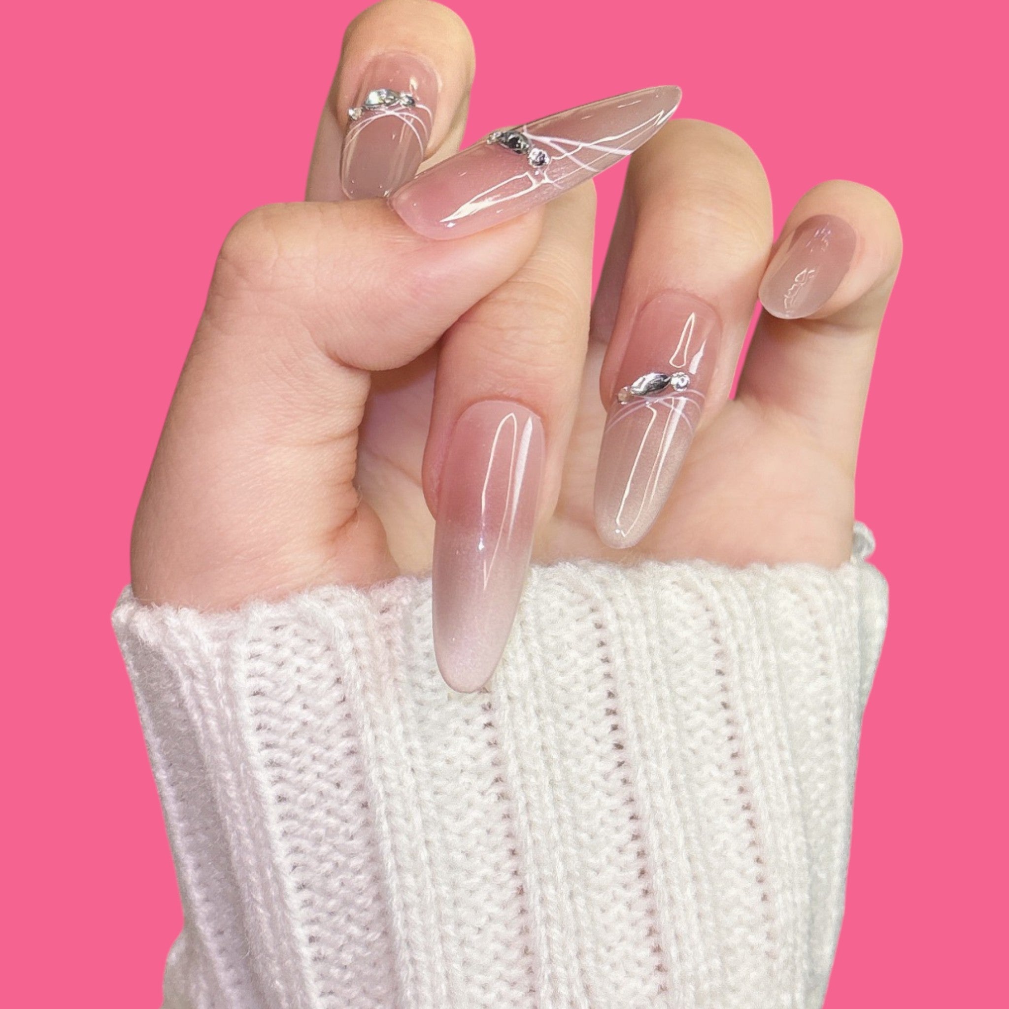 Elegant White Ombre Press-On Nails