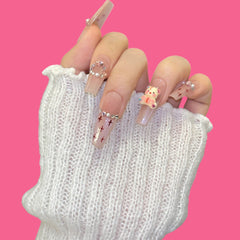 Cute Teddy Bear Press-On Nails