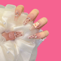 Cute Teddy Bear Press-On Nails