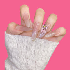 Romantic Crystal Heart Press-On Nails