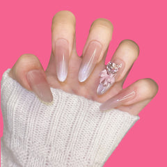Romantic Crystal Heart Press-On Nails