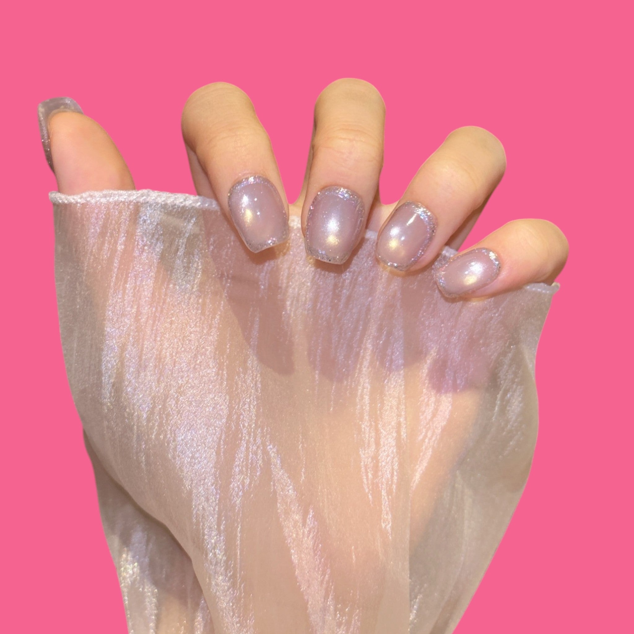 Holographic Lilac Shimmer Press-On Nails