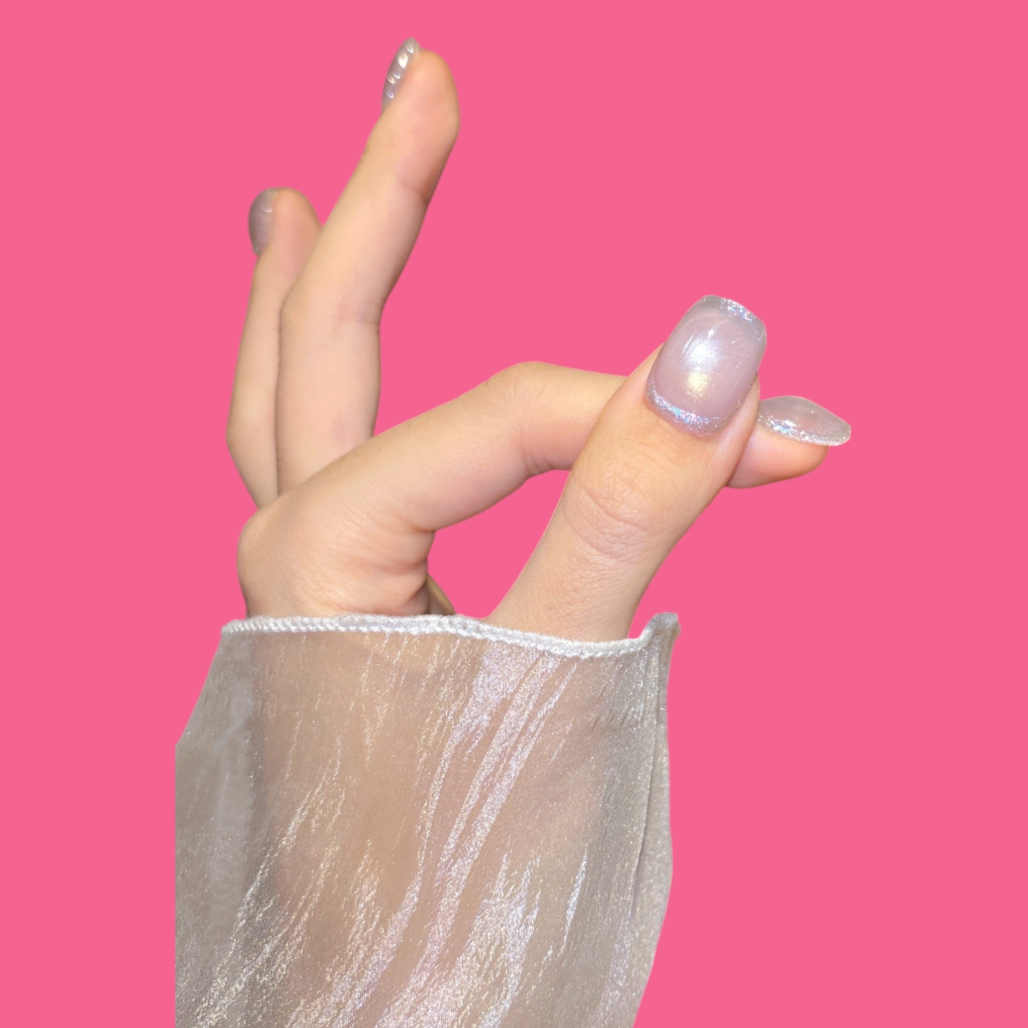 Holographic Lilac Shimmer Press-On Nails