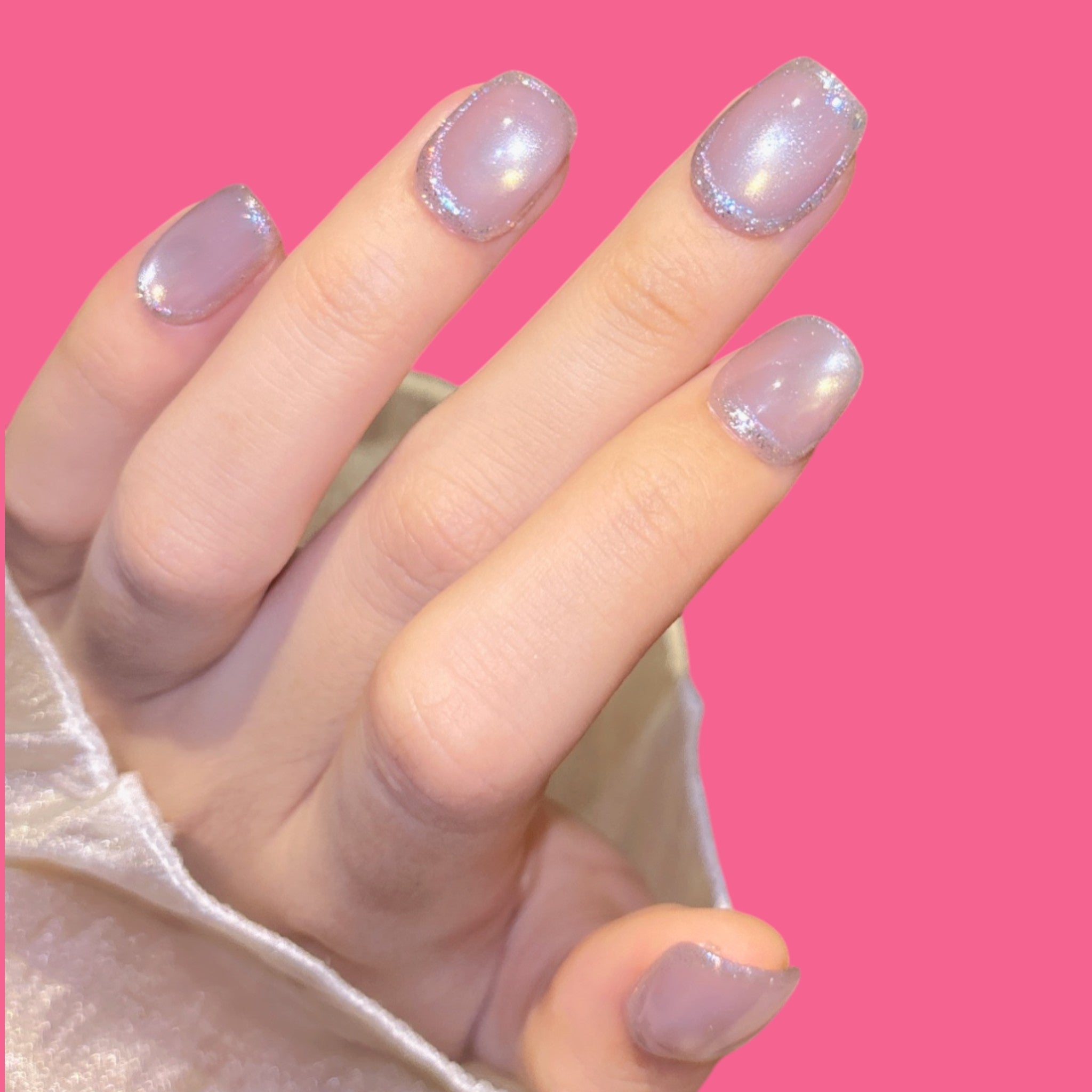 Holographic Lilac Shimmer Press-On Nails