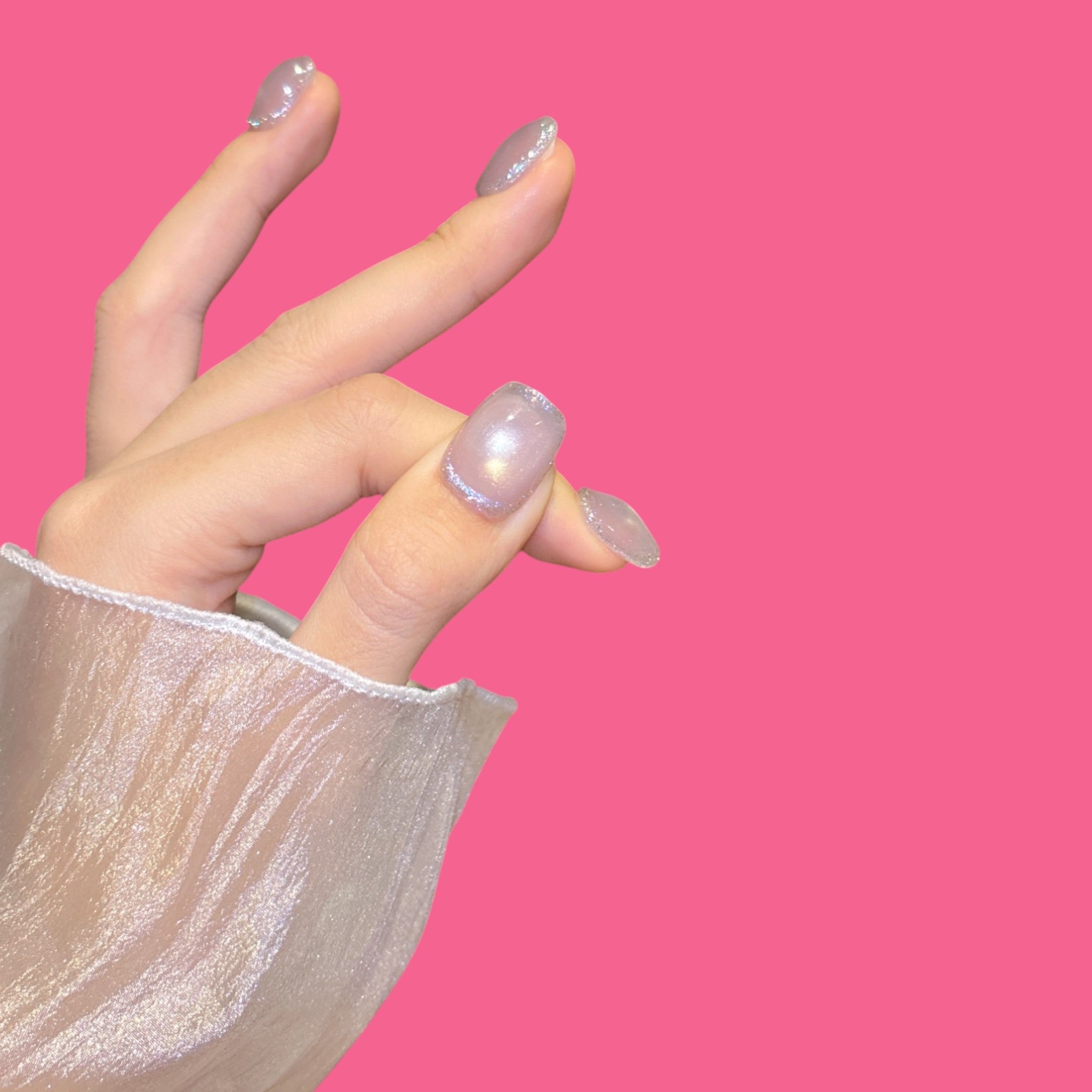 Holographic Lilac Shimmer Press-On Nails