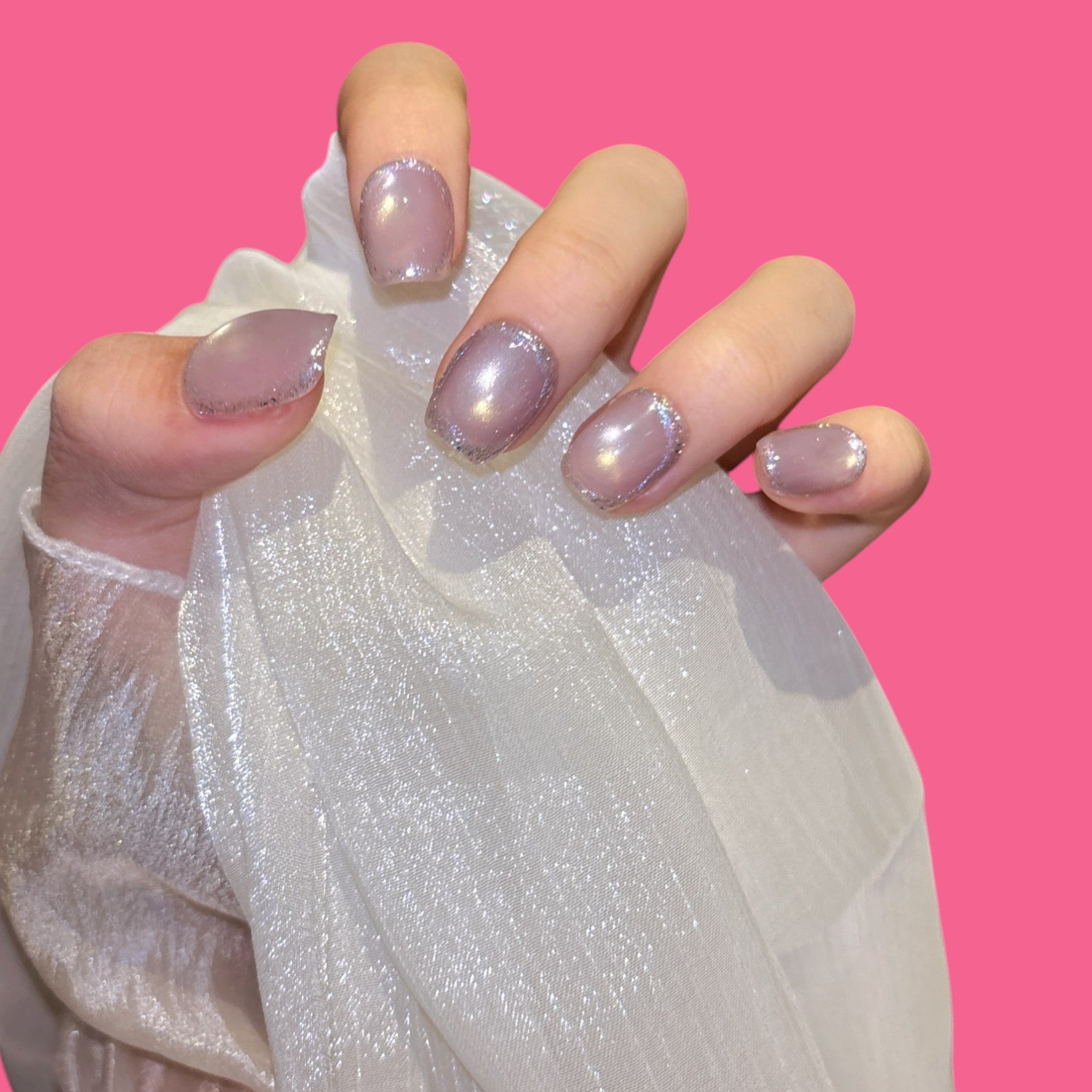 Holographic Lilac Shimmer Press-On Nails