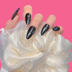 Black Chrome Cat Eye Press-On Nails