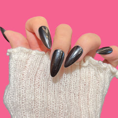 Black Chrome Cat Eye Press-On Nails