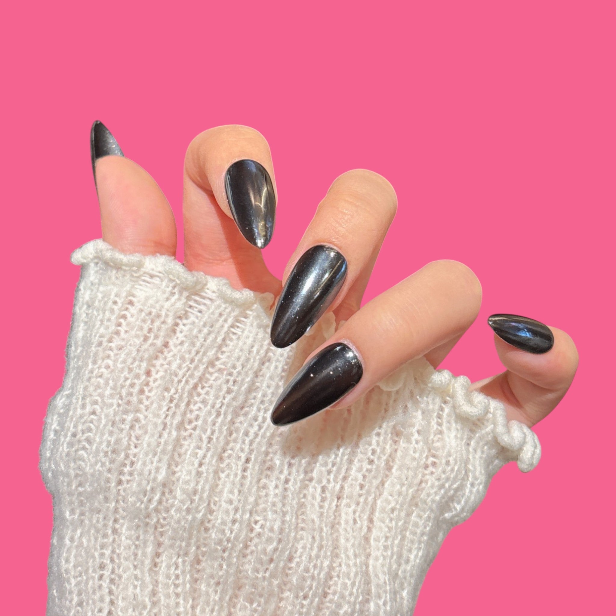 Black Chrome Cat Eye Press-On Nails