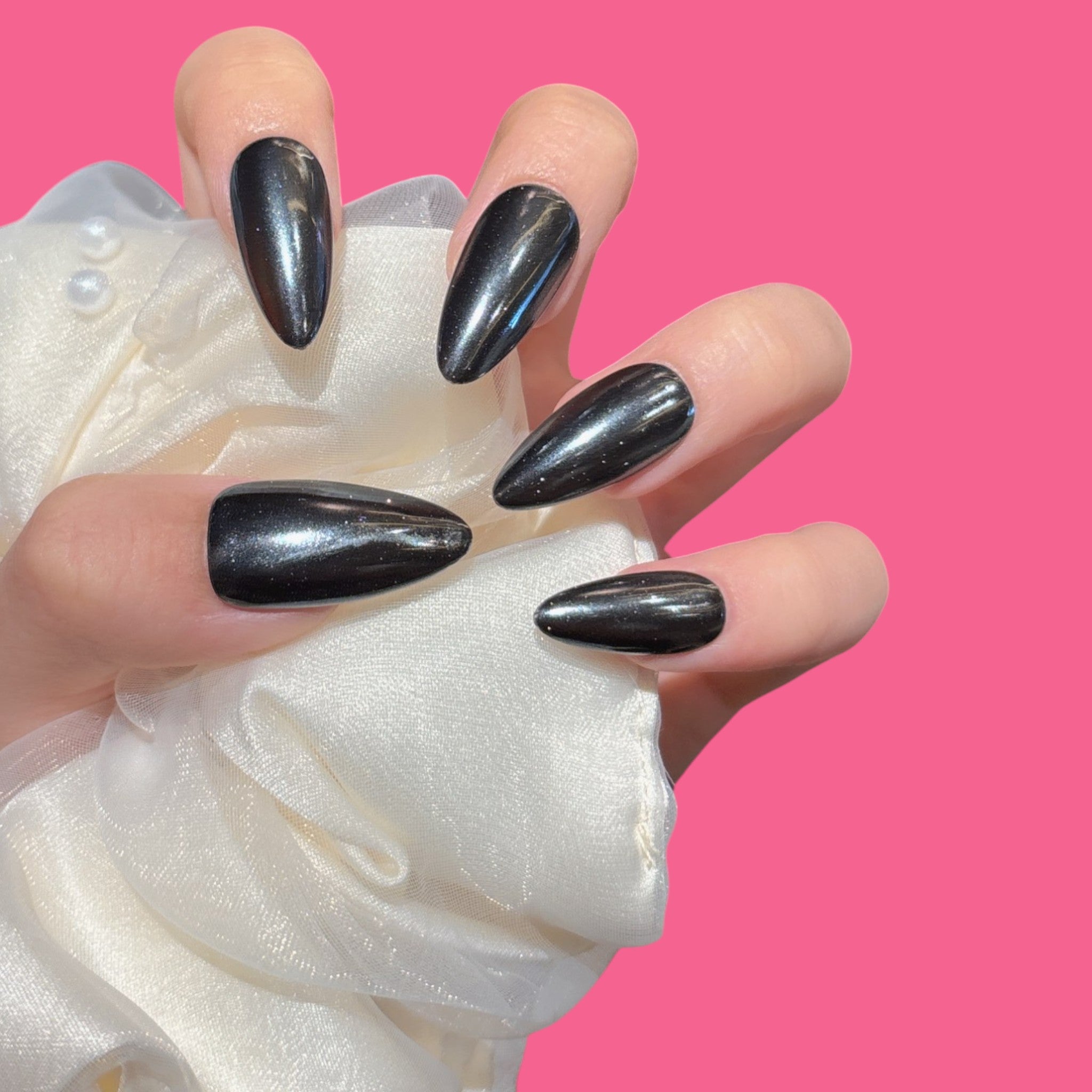 Black Chrome Cat Eye Press-On Nails