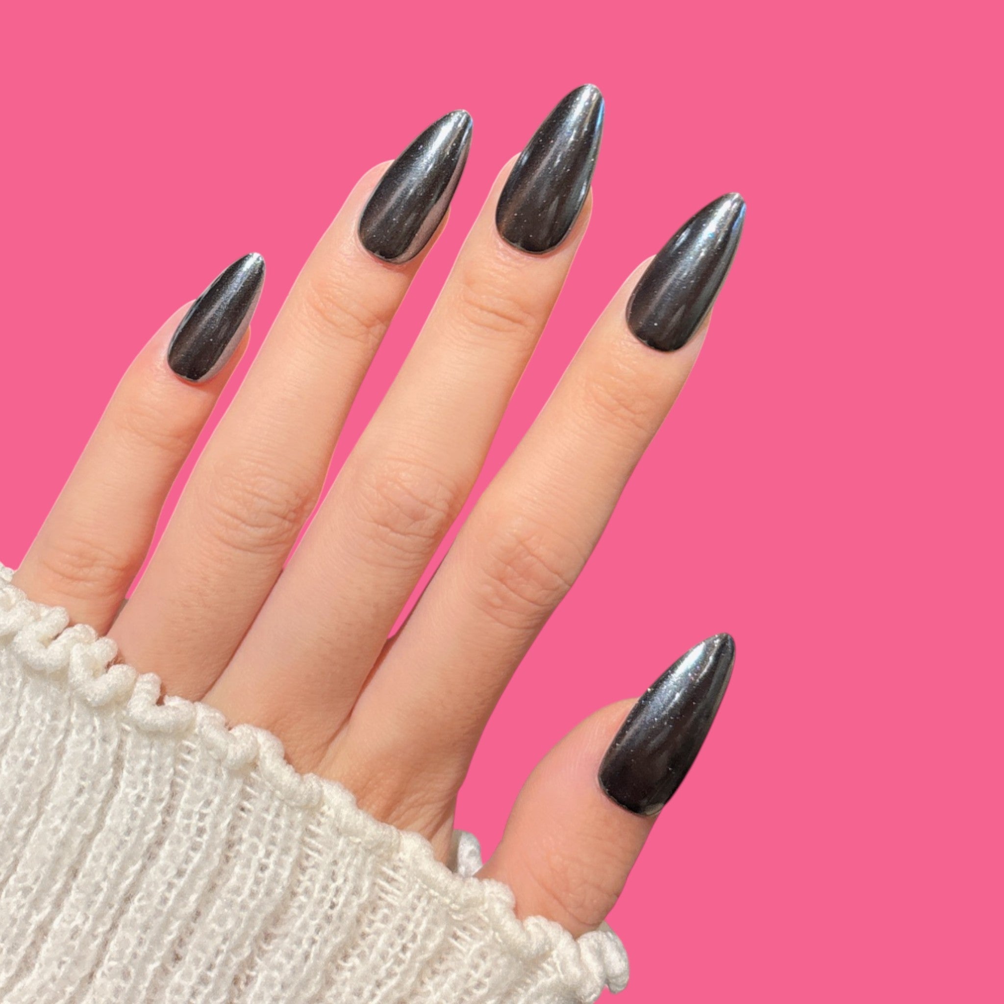 Black Chrome Cat Eye Press-On Nails