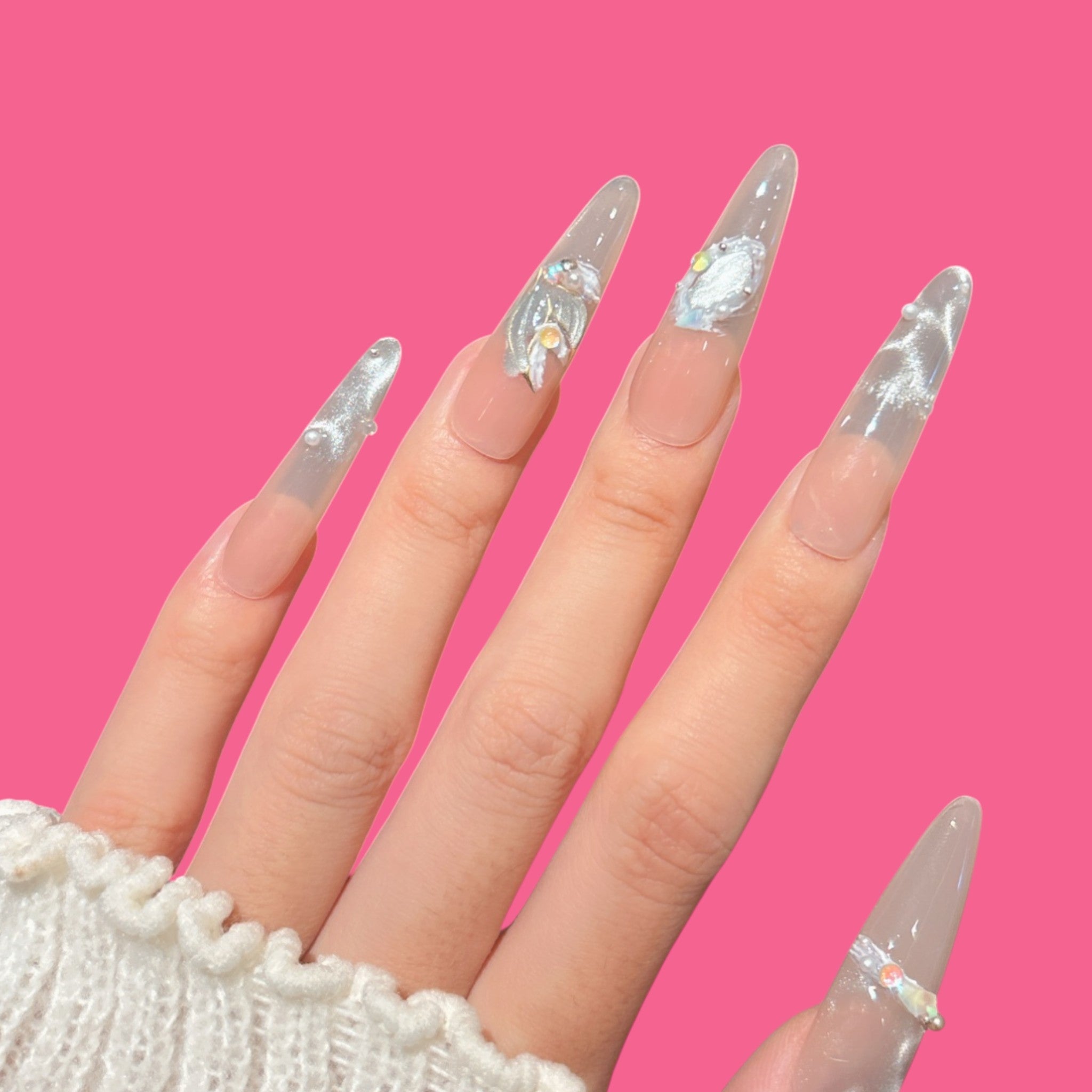 Luxury Clear Nude Coffin Press-On Nails