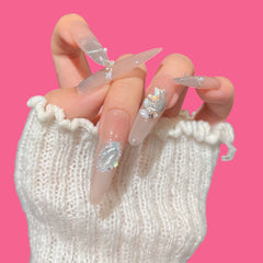 Luxury Clear Nude Coffin Press-On Nails