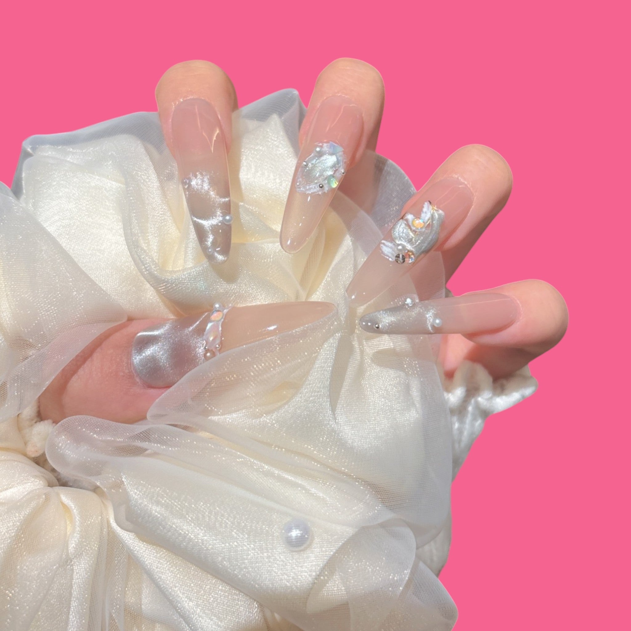 Luxury Clear Nude Coffin Press-On Nails