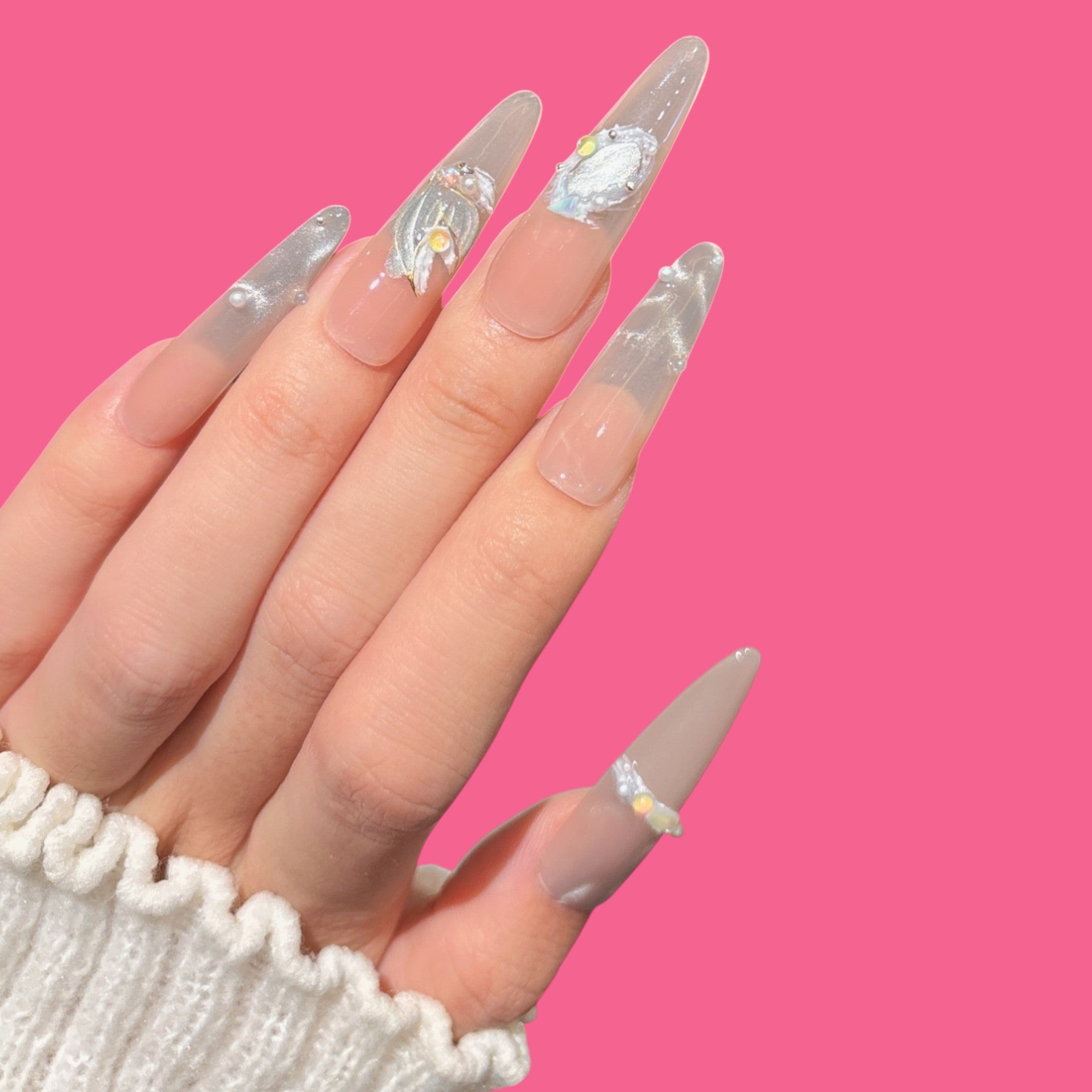 Luxury Clear Nude Coffin Press-On Nails