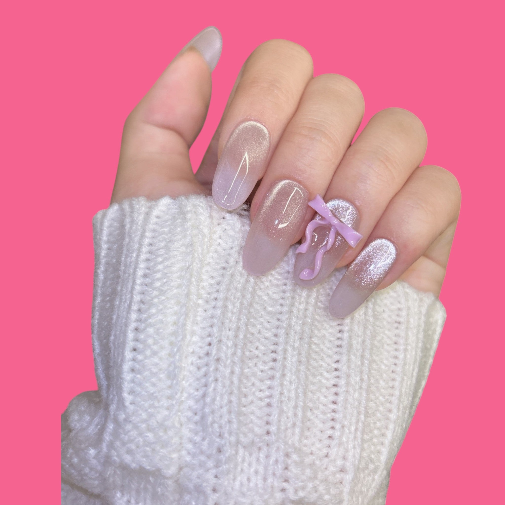Romantic Bow Ombre Press-On Nails