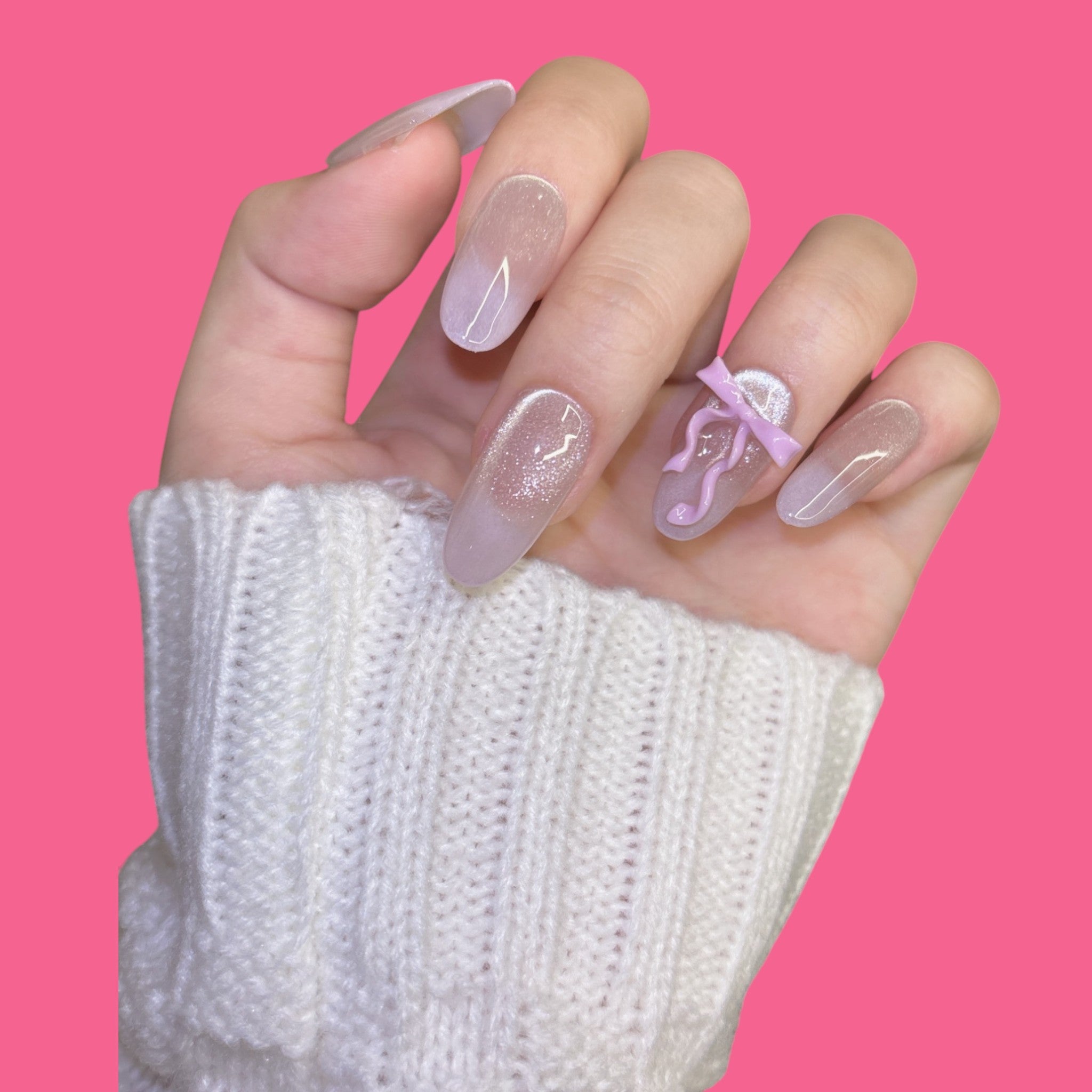 Romantic Bow Ombre Press-On Nails