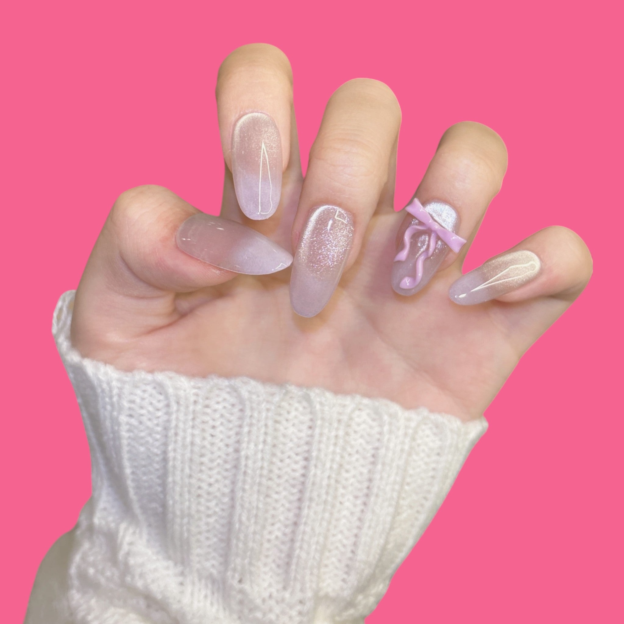 Romantic Bow Ombre Press-On Nails