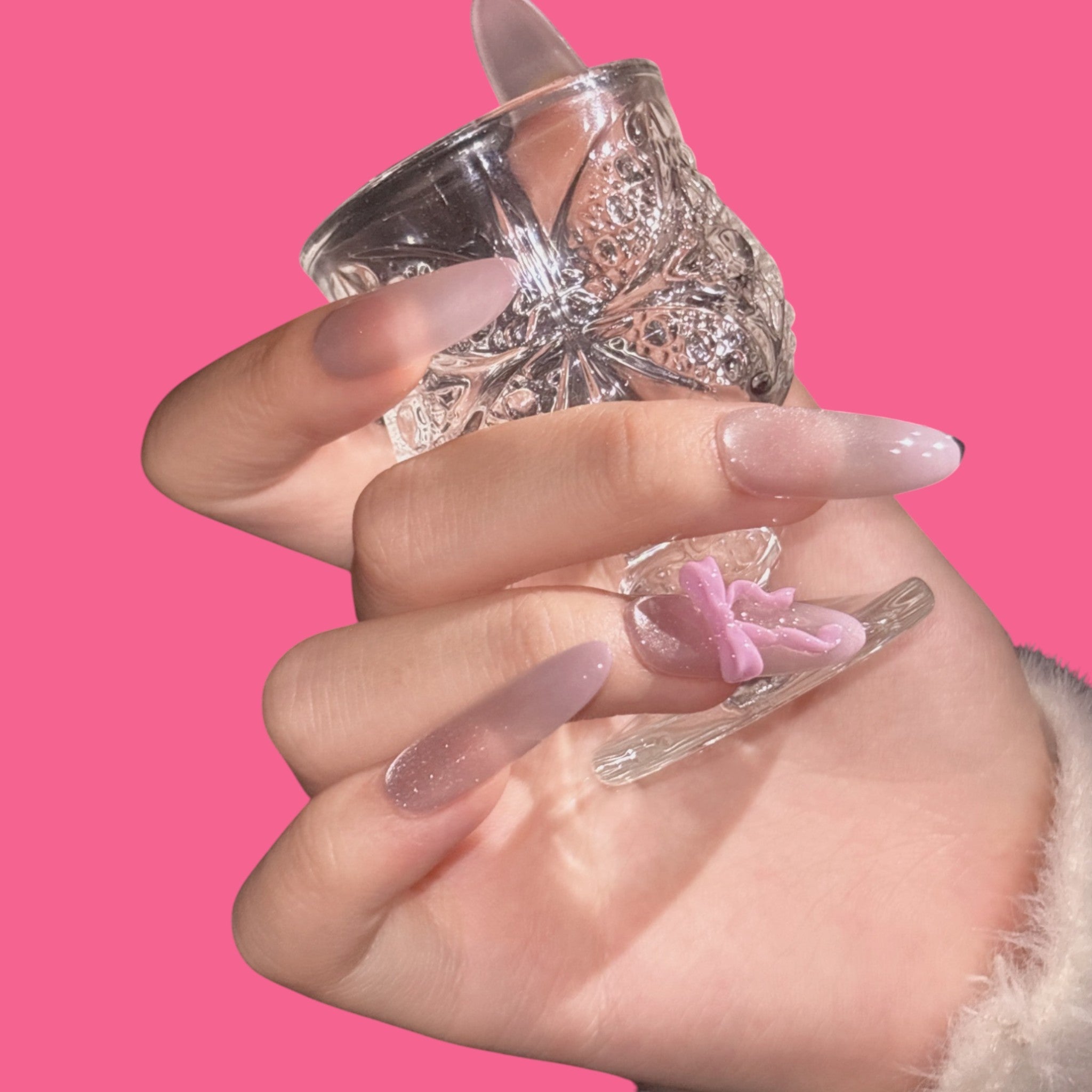 Romantic Bow Ombre Press-On Nails