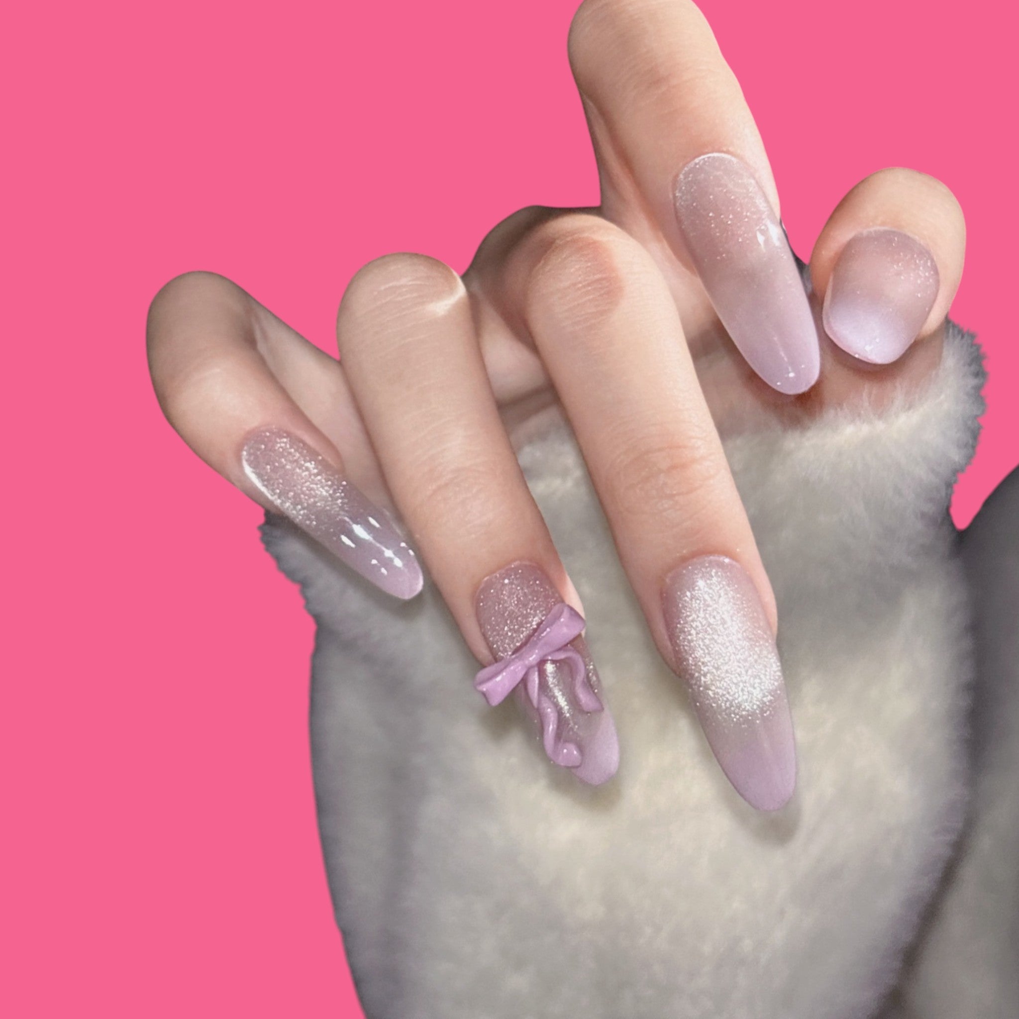 Romantic Bow Ombre Press-On Nails