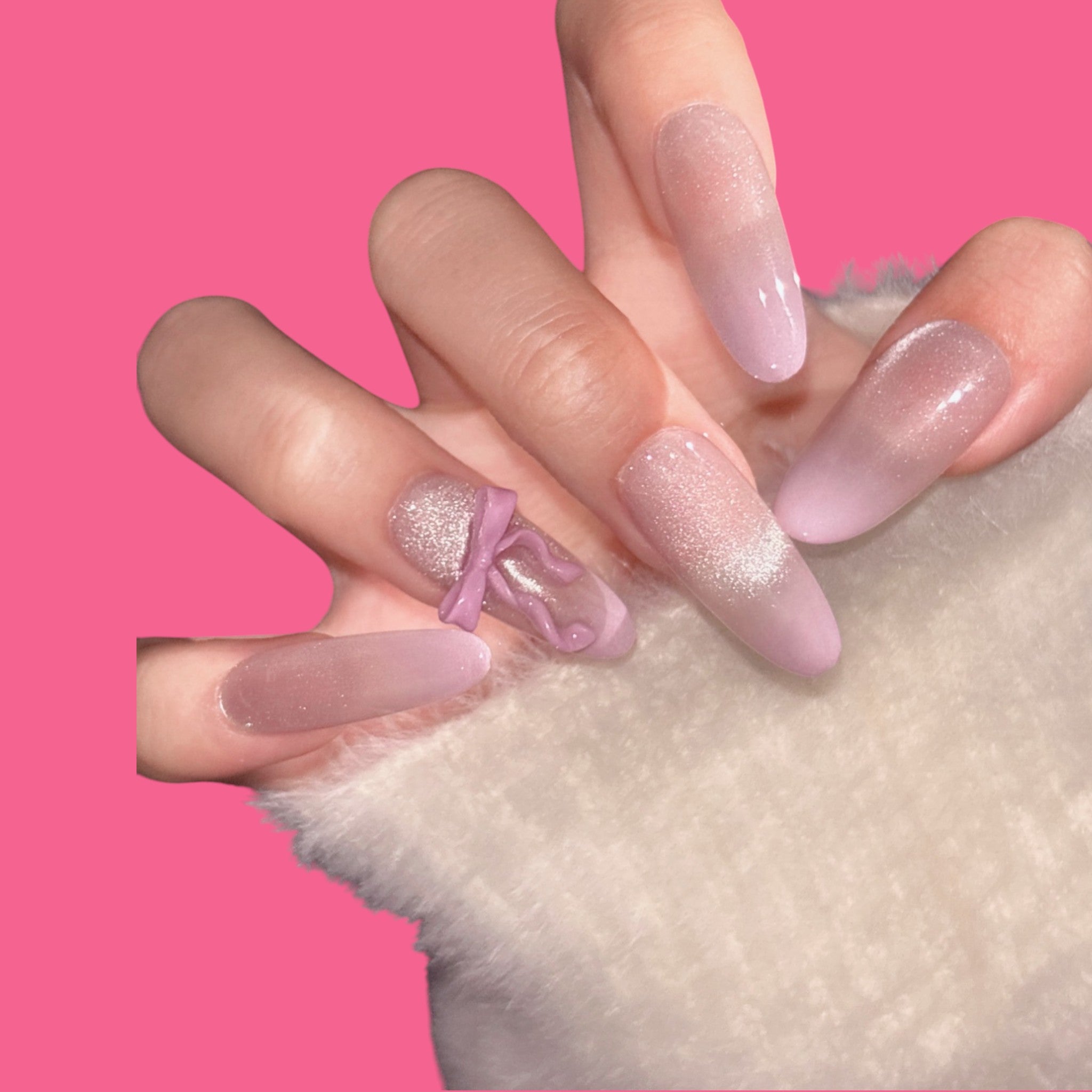 Romantic Bow Ombre Press-On Nails