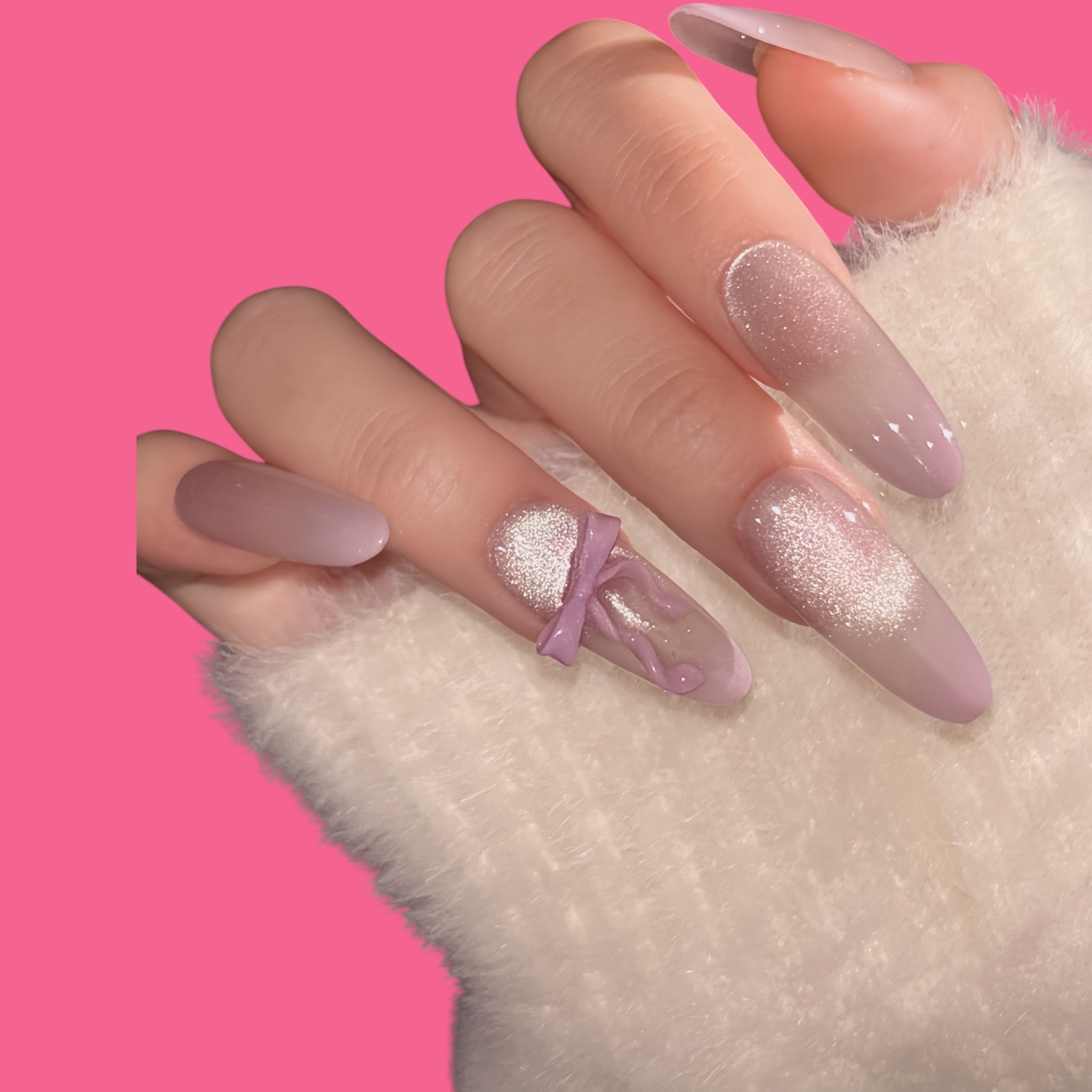 Romantic Bow Ombre Press-On Nails