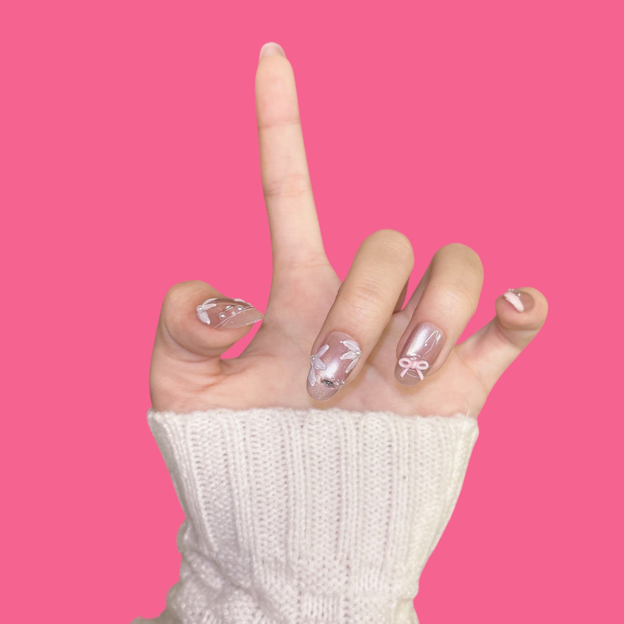 Cute Bow & Butterfly Press-On Nails