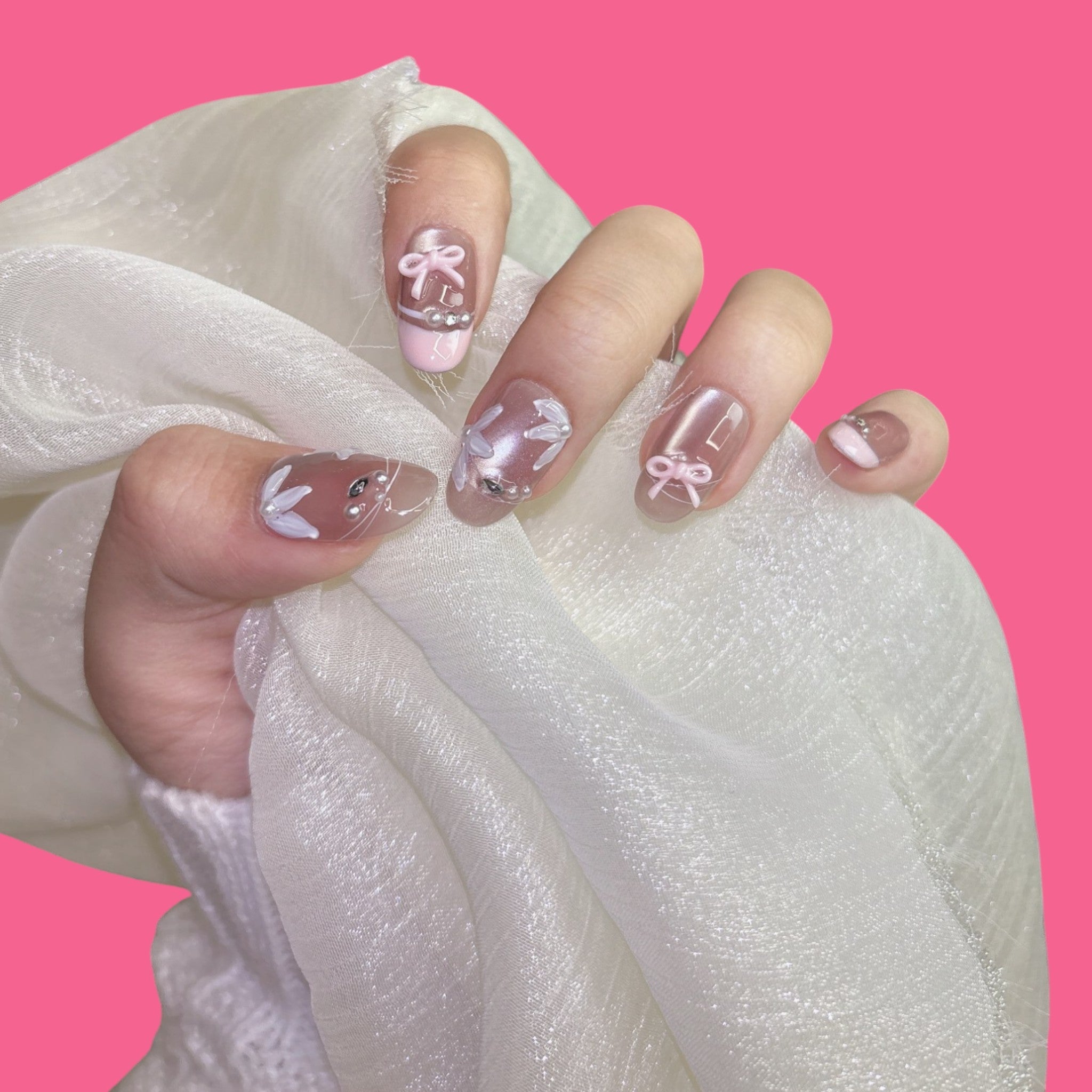 Cute Bow & Butterfly Press-On Nails