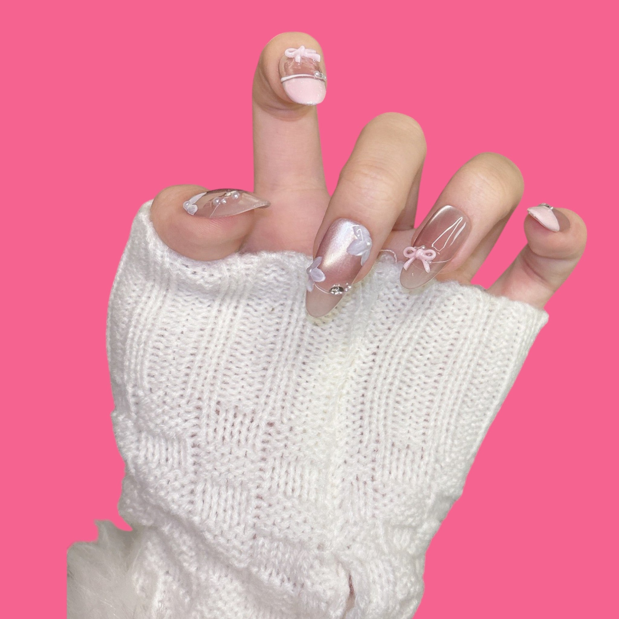 Sweet Bow & Butterfly Press-On Nails